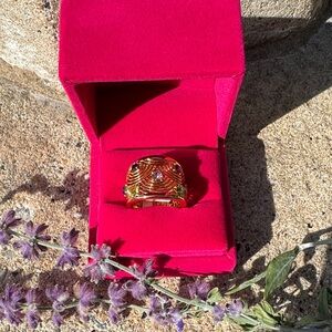 Kurt Geiger Multi stone Gold plated ring  size in Velvet Box ready for gifting